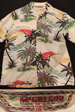 画像1: 1950's　“ McGREGOR ”　ハワイアンシャツ（ホワイト × palm tree オーバーオールパターン）