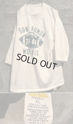 画像1: 1970's “ RUSSELL（ラッセル） / ゴールドタグ ” “ SAN RAMON / WOLVES ” FOOTBALL Tee / WHITE