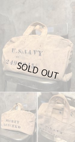 画像1: 1940's “ US-NAVY ” / MECHANIC MAN WHITE DUCK BAG / W. STENCIL