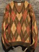 1960's “ SEARS SPORTSWEAR ” / “ LONG-FURRED ” MOHAIR KNIT SWEATER / ARGYLE PATTERN / VERY MINT CONDITION