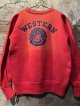 1960's “ WESTERN MILITARY ACADEMY ” / 【 SUN FADE RED 】 FLOCKY PRINT SWEAT