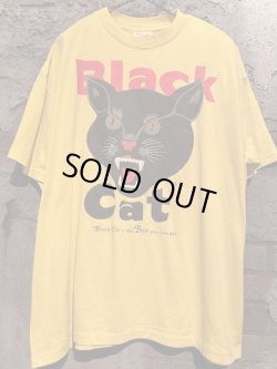 画像1: 1980's〜 “ HEF-T ” / “ BLACK CAT FIREWORKS ” PRINT TEE / YELLOW / ALMOST DEAD STOCK