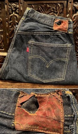 画像1: 1940's LEVI'S（リーバイス） 501xx（ダブルエックス） / ONESIDE（片面） / レザーパッチモデル（1947年モデル） / VERY MINT CONDITION & VERY DARK