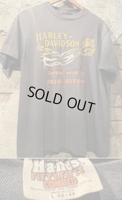 画像1: 1970's “ HANES ” / “ HARLEY-DAVIDSON ” / 【 Getten' even for PEARL HARBOR 】 BLACK FADE TEE