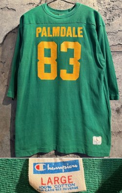 画像1: 1970's “ CHAMPION（チャンピオン） / バータグ ” “ PALMDALE ” FOOTBALL Tee（両面プリント） / GREEN