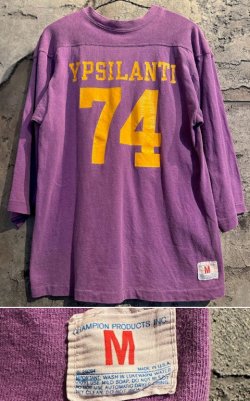 画像1: 〜1970's “ CHAMPION（チャンピオン） / タタキタグ ” “ YPSILANTI ” FOOTBALL Tee（両面プリント） / PURPLE