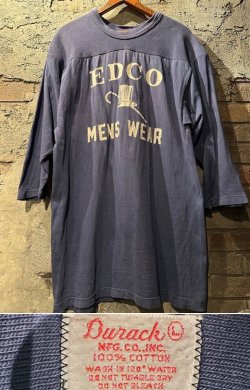 画像1: 1960's “ DURACK MFG.CO.INC. ” / “ EDCO / MENS WEAR ” FOOTBALL Tee（両面プリント） / BLUE（ナス紺）