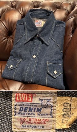 画像1: 1950's DEAD STOCK LEVI'S（リーバイス） / “ SHORT HORN（ショートホーン） ” DENIM WESTERN SHIRT