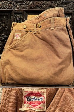 画像1: 1940〜1950's “ Carhartt（カーハート） ” BROWN DUCK WORK PANTS（BLANKET MODEL） / W. SUSPENDER BUTTON