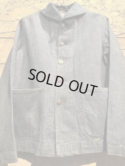 画像1: 1940's “ US-NAVY ” SHAWL COLLAR DENIM COVERALLS（DUNGAREE JUMPER） / ショールカラー デニムカバーオール（ダンガリージャンパー） / Ｗ.METAL BUTTONS