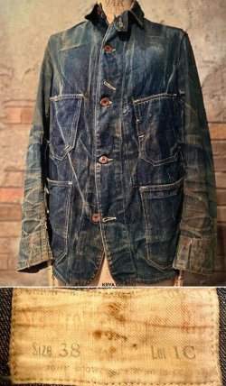 画像1: LATE 1910's 〜 1920's “ Scowcroft's Never Rip / JOHN SCOWCROFT & SONS CO. ” DENIM CHORE JACKET（COVERALLS） / W.CHIN STRAP