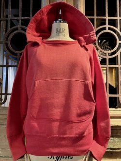 画像1: 1940's〜 UNKNOWN / 《 SUN FADE RED 》 “ AFTER HOODIE SWEAT PARKA（後付けパーカ） ”