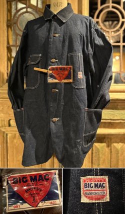 画像1: 1940's〜 DEAD STOCK “ BIG MAC ” DENIM CHORE JACKET（COVERALLS） / W.TICKET （ALLMOST WWII〜）