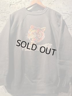 画像1: 1960's 〜 “ PRINCETON / TIGER ” / BLACK × COLOR FLOCKY PRINT SWEAT / ALMOST DEAD STOCK