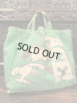 画像1: 1960's “ PEANUTS（ピーナッツ） / SNOOPY（スヌーピー） ” GREEN CANVAS MINI TOTE BAG / W. DOUBLE SIDED PRINT（VERY RARE）