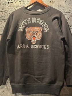 画像1: 1960's “ BOYERTOWN / AREA SCHOOLS ” / 【 BLACK×BEAR 】 COLOR FLOCKY PRINT SWEAT/ VERY MINT CONDITION
