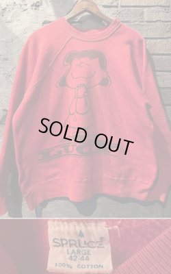 画像1: 1960's〜 “ PEANUTS（ピーナッツ） / LUCY（ルーシー） ” PRINT SWEAT / RED × “ I DON'T CARE IF I HAVE ANY FRIENDS OR NOT... JUST SO I'M POPULAR! ” / SUPER MINT CONDTION