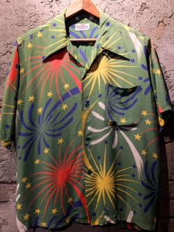 画像1: 1950's “ CAMPUS ” / “ FIREWORKS（花火） / INDEPENDENCE DAY ” / HAWAIIAN SHIRT / GREEN