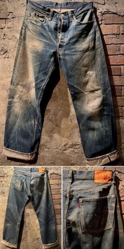 画像1: 1940's LEVI'S（リーバイス） 501XX（ダブルエックス） / ONESIDE（片面） / レザーパッチモデル（1947年モデル） / SUPER “ HIGE ” & SUPER AGING