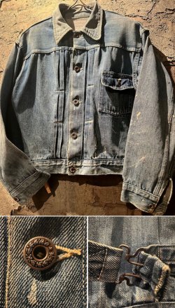 画像1: 1940's（WWII MODEL） UNKNOWN BRAND / 1 POCKET DENIM JK 【 1st STYLE / 大戦デニムJK / 大戦モデル 】 / NICE AGING & PAINT