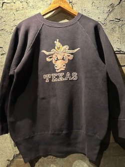 画像1: 1960's “ TEXAS / LONGHORNS ” / D.NAVY × COLOR FLOCKY PRINT SWEAT / SUPER MINTY