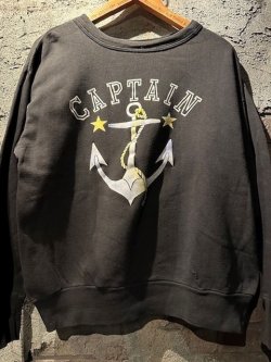 画像1: 1960's “ CAPTAIN / ANCHOR ” / 【 SUN FADE BLACK（スミクロ） 】 × COLOR FLOCKY PRINT SWEAT / NICE FADE