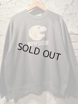 画像1: 1960〜1970's “ BOWDOIN COLLEGE / POLAR BEAR ” / BLACK × COLOR FLOCKY PRINT SWEAT / VERY GOOD BLACK!! 