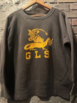 画像1: 〜1960's “ GLS / DRAGON ” / BLACK × YELLOW PRINT SWEAT / SUN FADE & NICE AGING