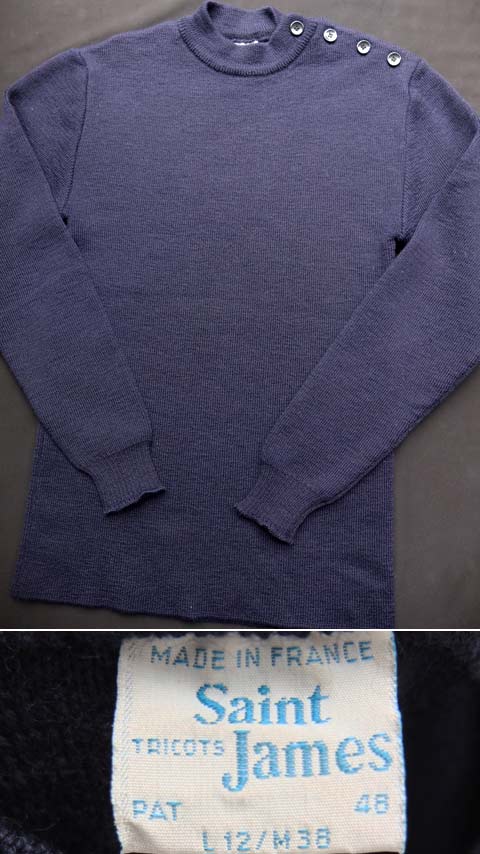 1960's FRENCH NAVY SHOULDER BUTTONS KNIT / “ SAINT JAMES ” (2