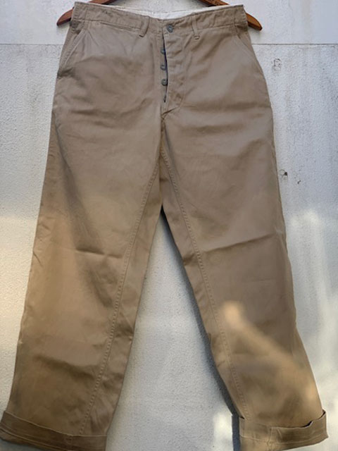 オンラインショップ ARMY US 30s 41カーキ TROUSERS メタルボタンCHINO 