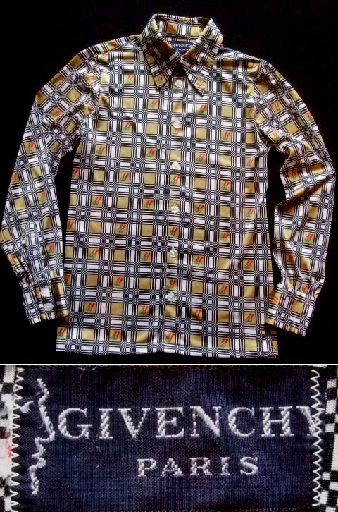 1970's 　“　ジバンシー ( GIVENCHY )　”　メンズ　L/S シャツ　デザインチェック